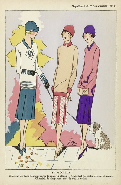 St Moritz, de Tres Parisien, pub.1925 (impresión en pochoir) de French School