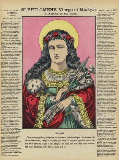Santa Filomena, virgen y mártir (litografía en color) de French School