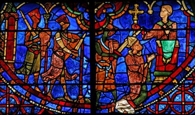 San Tomás Becket rezando antes de ser asesinado por 3 caballeros de French School