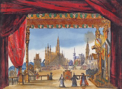 Diseño de escenario para el Acto V de La Judía, estrenada en la Ópera de París el 23 de febrero de 1835 de French School