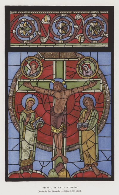 Vidriera que representa la Crucifixión, mediados del siglo XII de French School