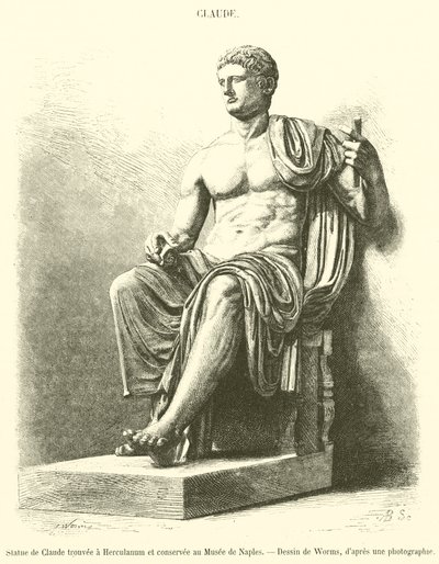 Estatua de Claudio encontrada en Herculano y conservada en el Museo de Nápoles de French School