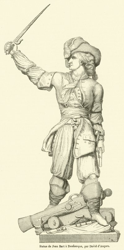 Estatua de Jean Bart en Dunkerque (grabado) de French School