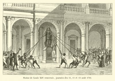 Estatua de Luis XIV derribada, jornadas del 11, 12 y 13 de agosto de 1792 de French School