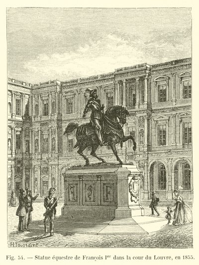 Estatua ecuestre de Francisco I en el patio del Louvre, en 1855 de French School