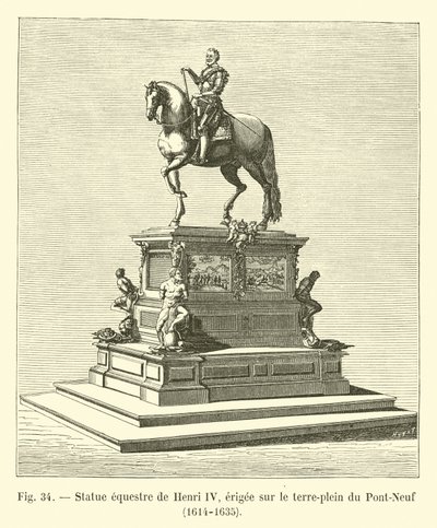 Estatua ecuestre de Enrique IV, erigida en el terraplén del Pont-Neuf, 1614-1635 de French School