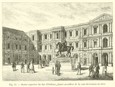 Estatua ecuestre del duque de Orleans, colocada en el centro del patio del Louvre en 1844 de French School