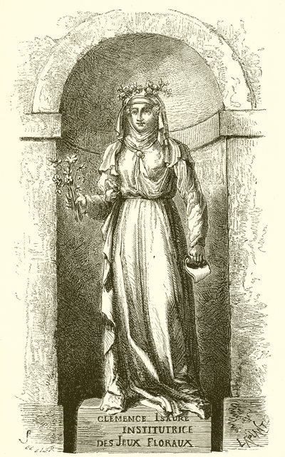 Estatua de Clemence Isaure en la sala de Jeux Floraux en Toulouse de French School