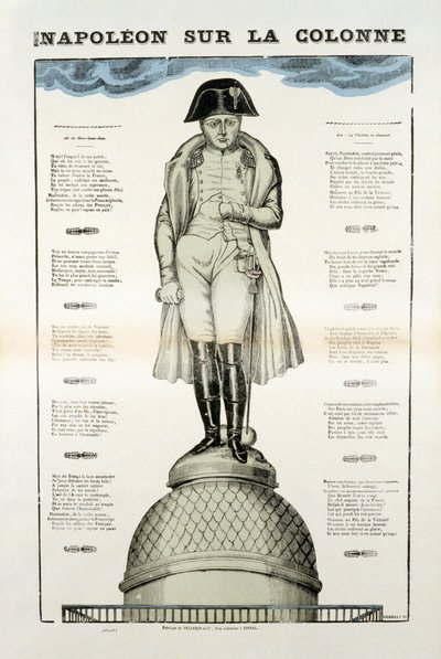 Estatua de Napoleón I Bonaparte (1769-1821) en la columna Vendome en París. Imagen de Epinal de French School