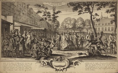 Bolsa de valores en los jardines del Hotel de Soissons, París, establecida en 1720 de French School