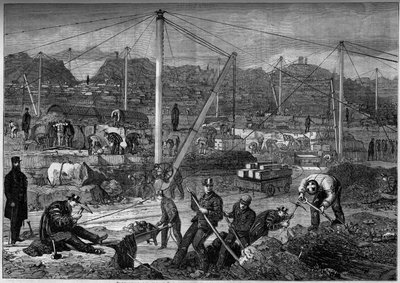 Trabajo forzado: prisioneros ingleses trabajando en una cantera de piedra. Prisión de Portland, Inglaterra de French School