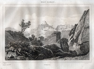 Subiaco Lazio en la Ciudad Metropolitana de Roma - Grabado de "Picturesque Italy" de M. de Norvins, Ch. Nodier 1834-1836. de French School
