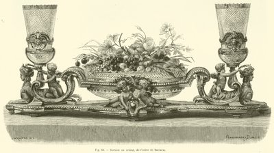 Centro de mesa de cristal, de la fábrica de Baccarat de French School