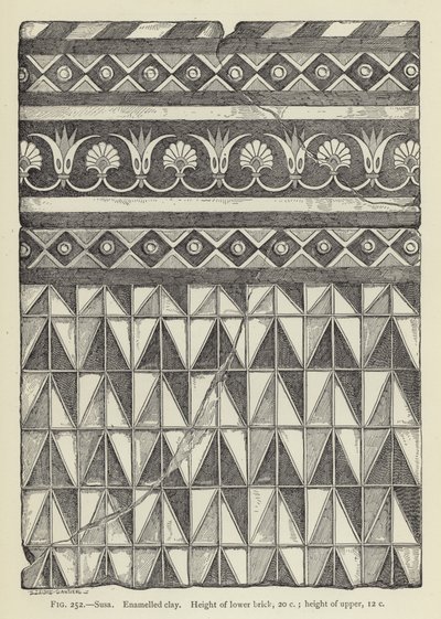 Susa, Arcilla esmaltada, Altura del ladrillo inferior, 20 cm; altura del superior, 12 cm de French School