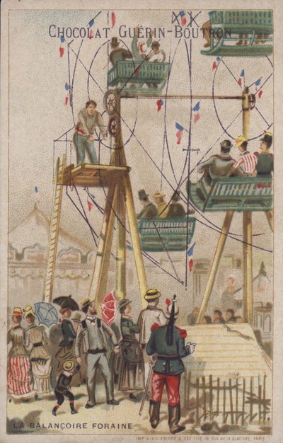 Paseo en columpio en un parque de atracciones (cromolito) de French School