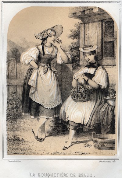 Trajes suizos - Ibex de Berna - grabado en “Las tardes de mi tío: memorias y relatos de viajes” por Moring Michel - Finales del siglo XIX de French School