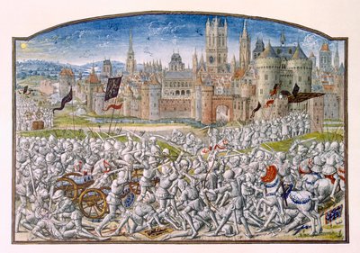 Victoria de los habitantes de Gante liderados por Philipp van Artevelde ante Brujas en 1381, de la Crónica de Froissart, 1472 de French School