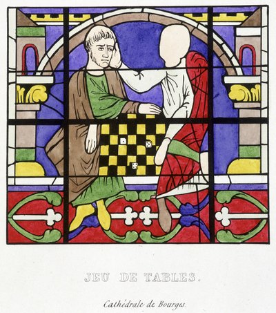 Juego de mesa. Facsímil de un vitral de la Edad Media en Historia de la pintura sobre vidrio por Ferdinand de Lasteyrie de French School