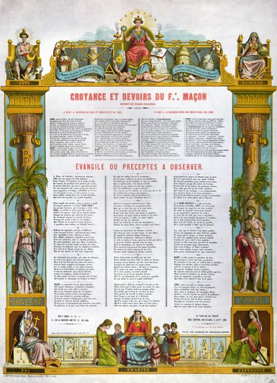 Tabla de Creencias y Deberes de un Francmasón, segunda mitad del siglo XIX de French School