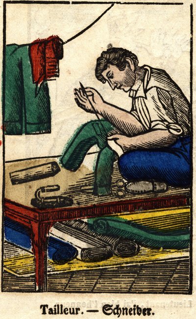 Sastre; Serie sobre oficios, imagen de Epinal del siglo XIX de French School