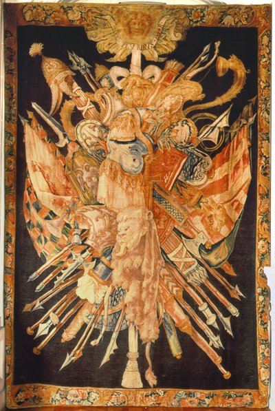 Tapiz que representa trofeos de guerra (textil) de French School