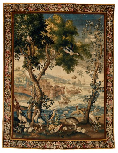 Tapiz de uno de los Ports de Mer, realizado en Beauvais, hacia 1725 (lana y lino) de French School