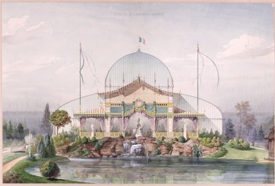 Tienda y Gran Invernadero en el Jardín de la Exposición Universal en París en 1867 de French School