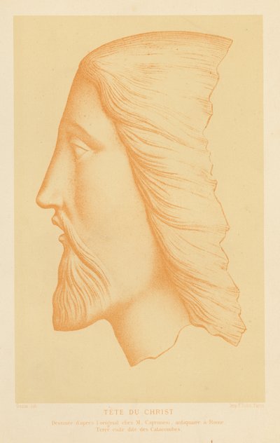 Cabeza de terracota de Jesucristo (chromolitho) de French School