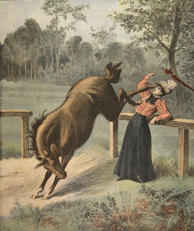 Patada terrible, ilustración de Le Petit Journal: Suplemento ilustrado, 3 de julio de 1898 de French School