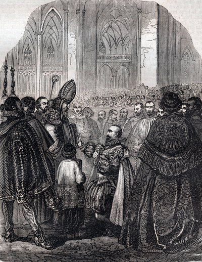 La abjuración de Enrique IV Rey de Francia en Saint Denis el 25 de julio de French School