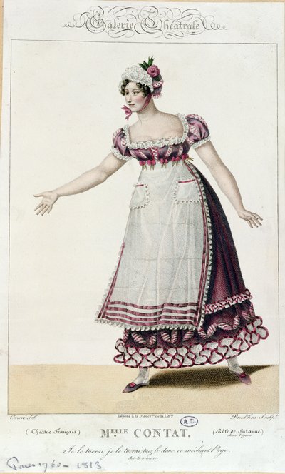 La Actriz Mademoiselle Contat en el papel de Suzanne en Las Bodas de Fígaro de Pierre Augustin Caron de Beaumarchais de French School