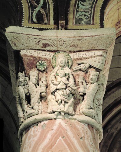 La Adoración de los Magos, capitel de columna de French School