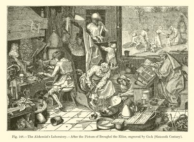 El laboratorio del alquimista (grabado) de French School