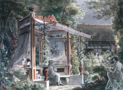 El arquitecto Jacques Ignace Hittorff en su jardín en París de French School
