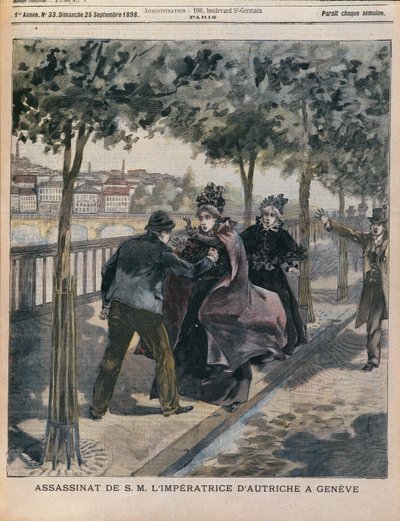 El Asesinato de Isabel (1837-98) Emperatriz de Austria en Ginebra, portada de L