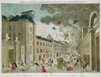 El intento de asesinato de Napoleón Bonaparte en la Rue Saint-Nicaise, París, 24 de diciembre de 1800 de French School