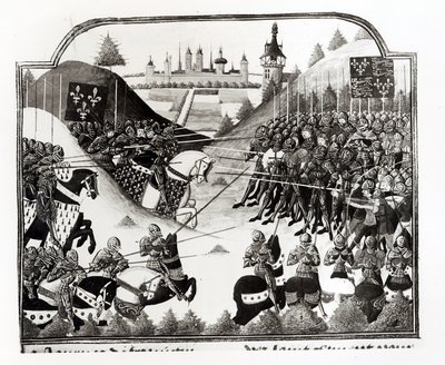 La batalla de Fromigny, 14 de abril de 1450, ms Fr 2691 fol. 183, de Chronique de Charles VII por Jean Chartier de French School