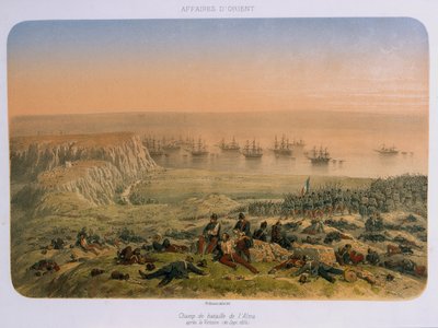 El campo de batalla en Alma después de la victoria, 20 de septiembre de 1854 de French School