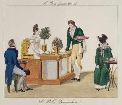 La hermosa vendedora de limonada, lámina 98 de Le Bon Genre, c.1810 de French School