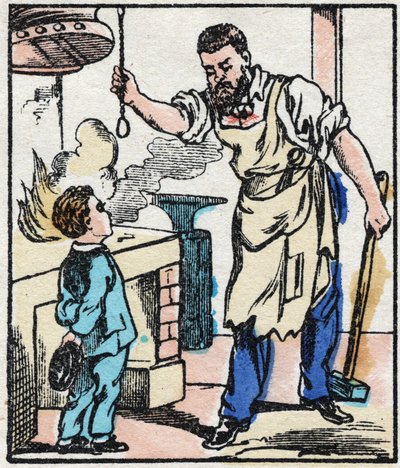 El herrero. Grabado en “La chanson des metier”. Imágenes de Epinal, finales del siglo XIX. de French School