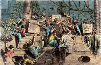 El Motín del Té de Boston, 6 de diciembre de 1773 de French School