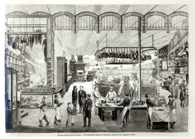 Las nuevas cocinas del Café Riche, 1866 de French School