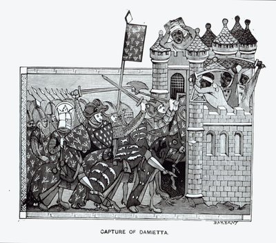 La captura de Damietta en 1249 de French School