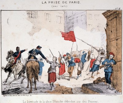 La Captura de París en mayo de 1871: la Barricada de Place Blanche defendida por mujeres de French School