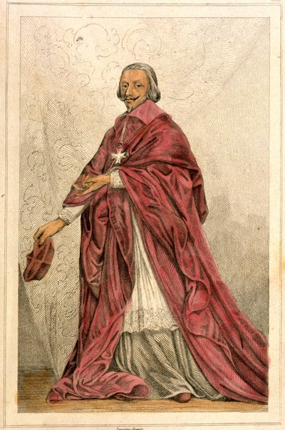 El Cardenal Richelieu (1585-1642) - Grabado del siglo XIX. de French School