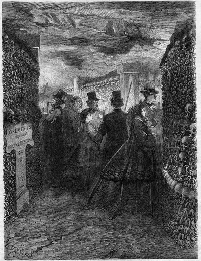 Las Catacumbas de París en 1865: Una visita a las galerías del Osario. de French School