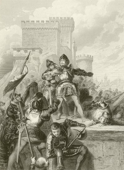 El caballero Bayard herido en el sitio de Brescia, 1512 de French School