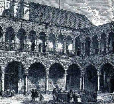El claustro del convento de La Merced, México, de Las ciudades antiguas del Nuevo Mundo, por Claude-Joseph-Desire Charnay, pub. 1887 de French School