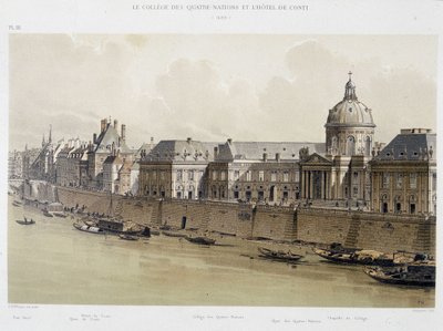 El Colegio de las Cuatro Naciones y el Hotel Conti en 1689 - en "París a través de los tiempos", finales del siglo XIX de French School