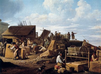 La construcción del Hotel de Salm, París (detalle), en 1786 de French School